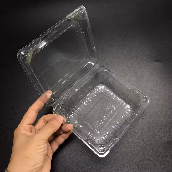 Bandeja de fruta transparente rectangular de plástico desechable para mascotas